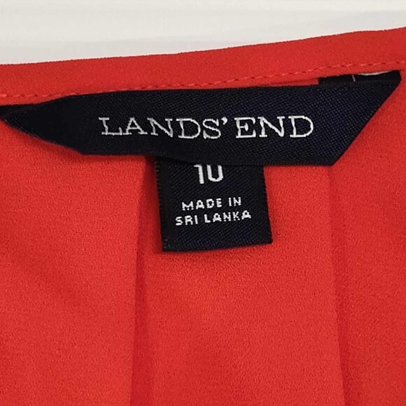 Land's End Red short-sleeved Chiffon, pleated bodice top, size 10 - Picture 6 of 13
